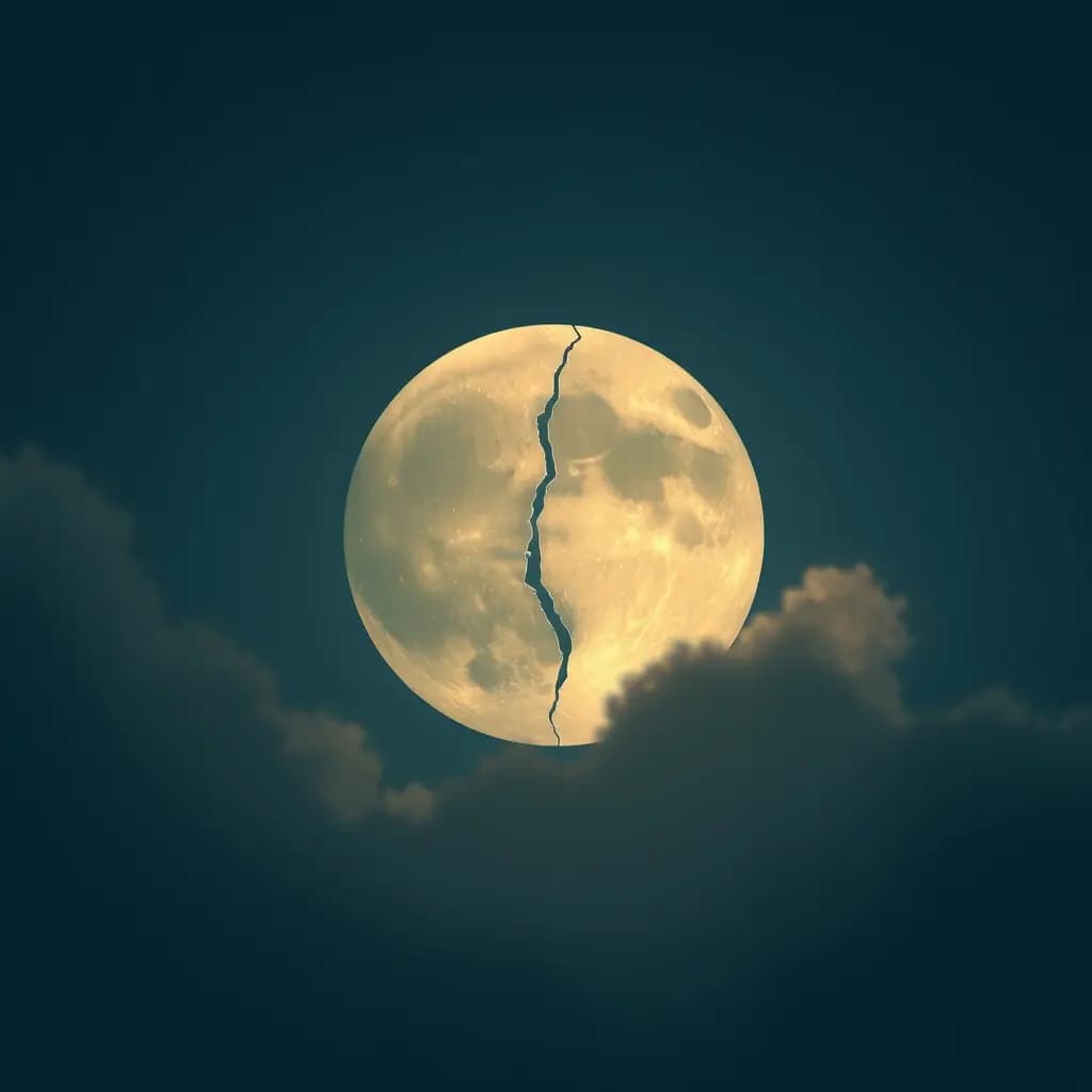 Dream illustration: Moon cracked in sky