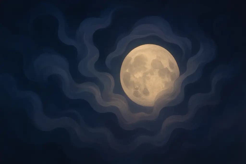 Dream illustration: Moon shrouded by smoke or fog