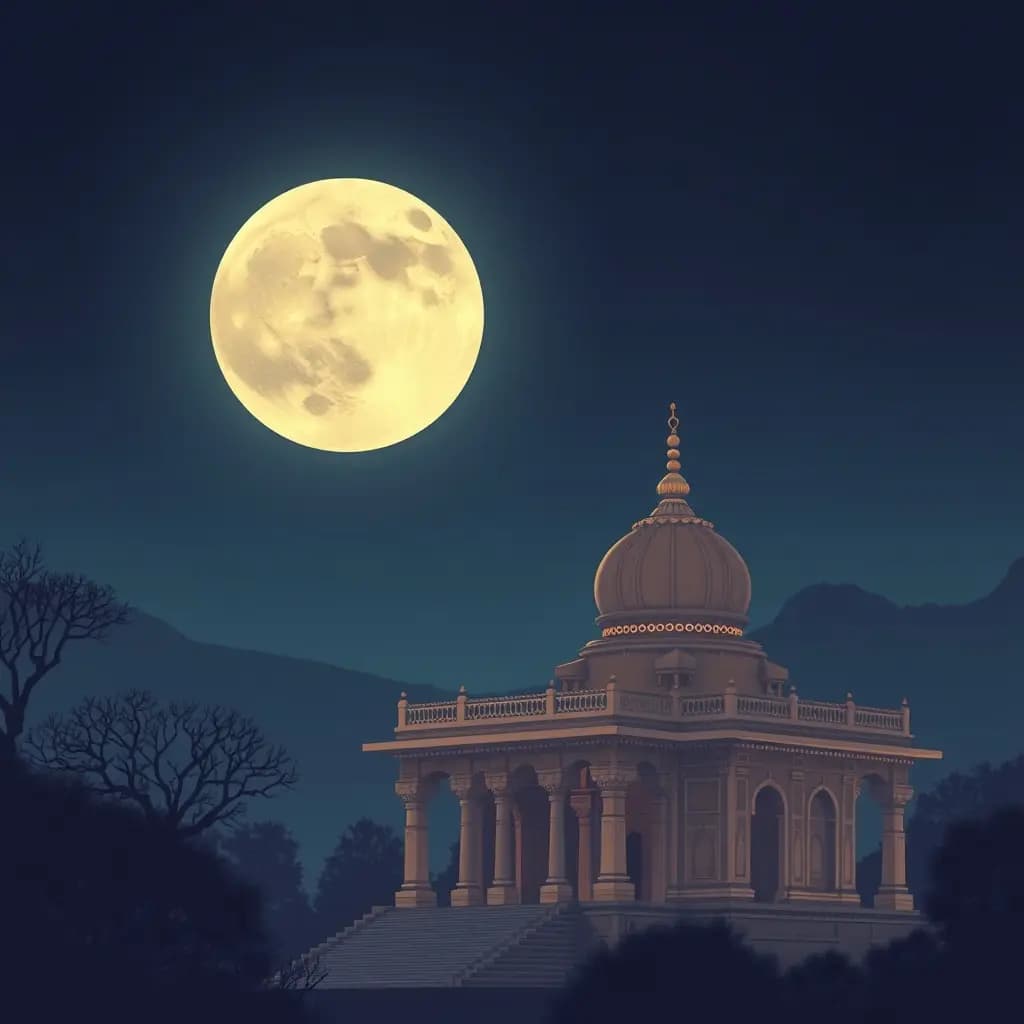 Dream illustration: Moonrise Over Temple