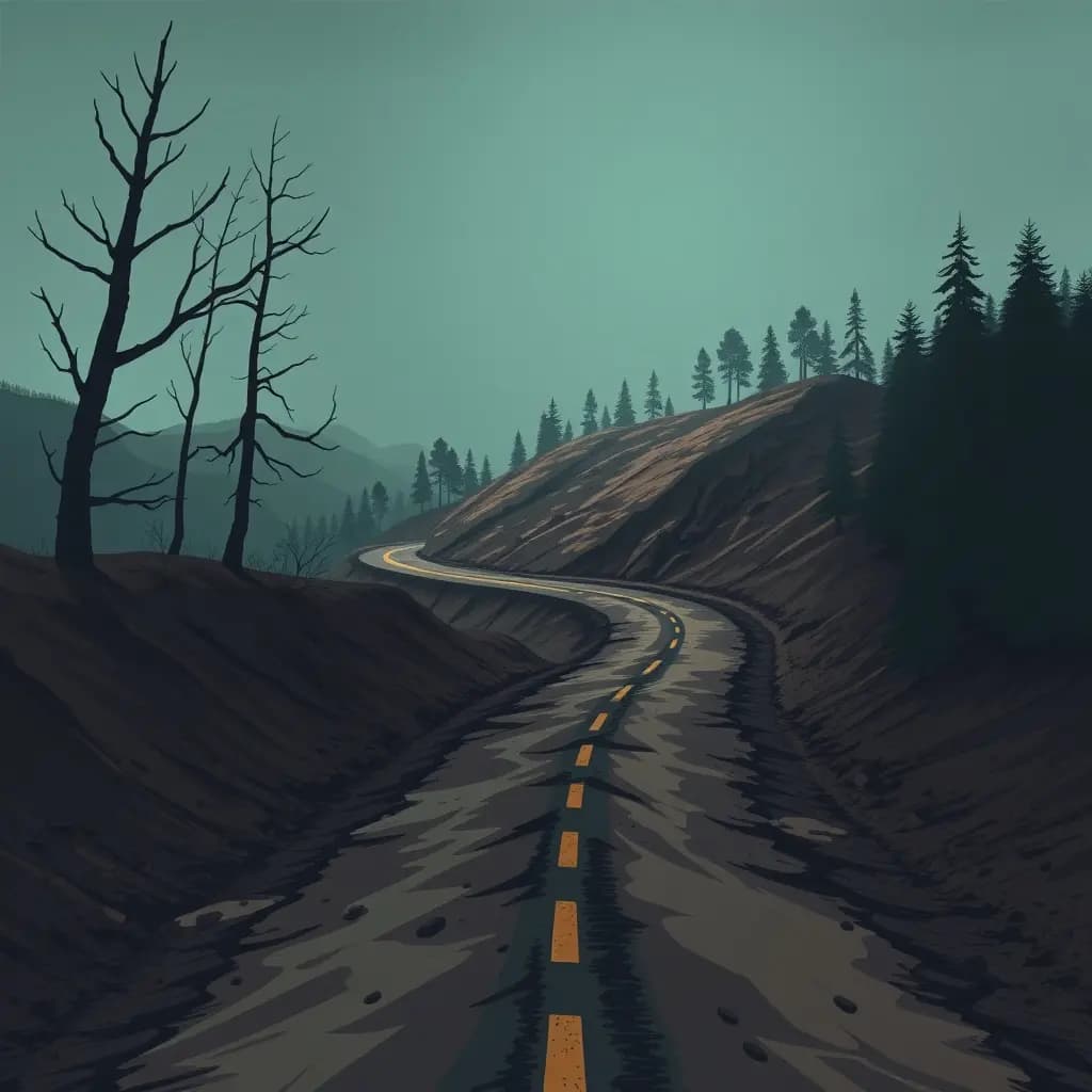 Dream illustration: Mudslide burying road