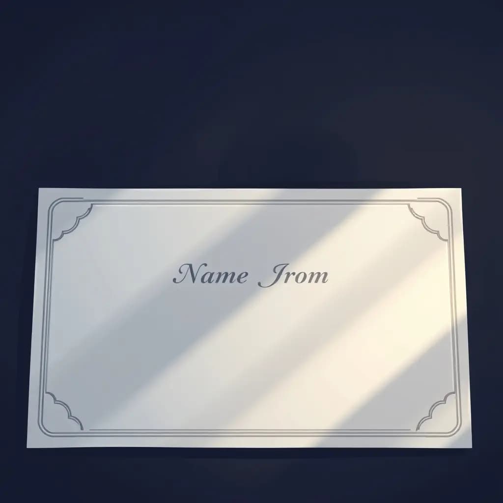 Dream illustration: Name embossed on blank invitation