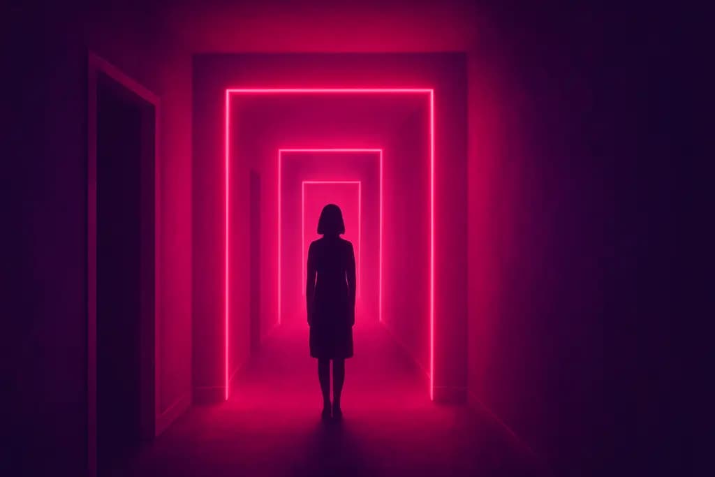 Dream illustration: Neon Pink Hallway