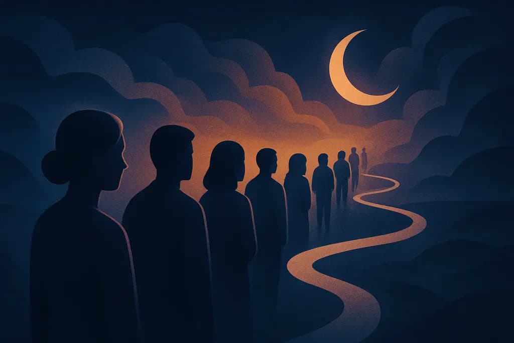 Dream illustration: Never-ending line or queue