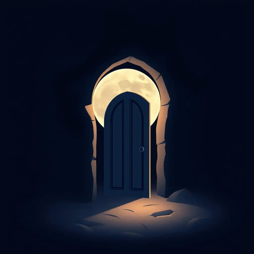 Dream illustration: New moon hides doorway