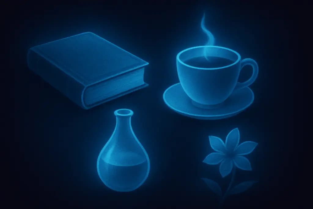 Dream illustration: Objects glowing blue