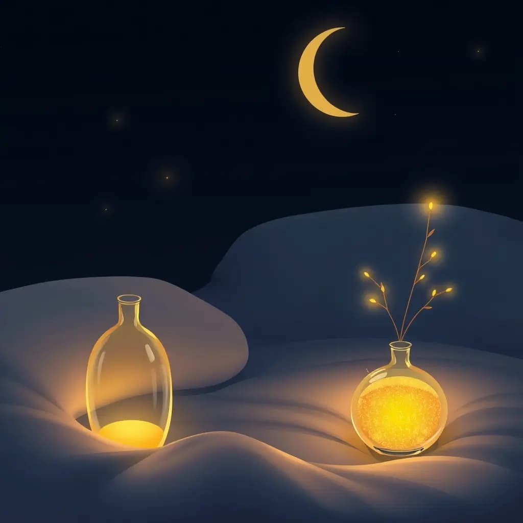 Dream illustration: Objects glowing with golden light