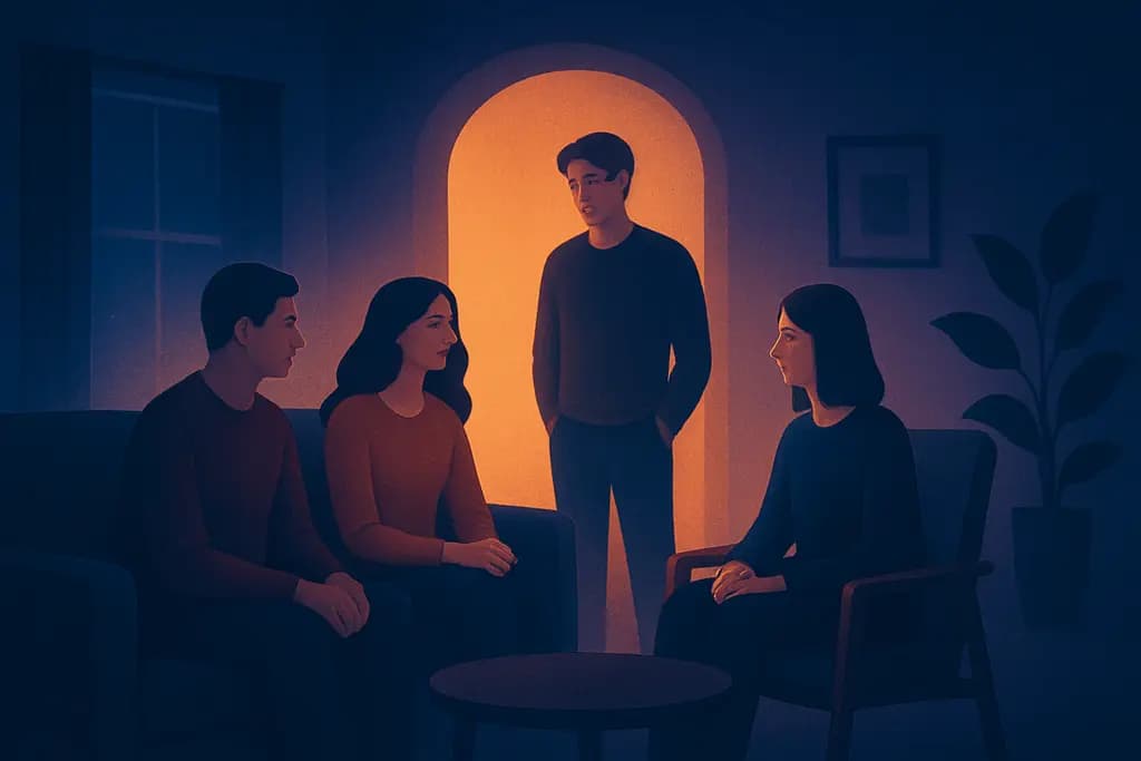 Dream illustration: Old Friends in house