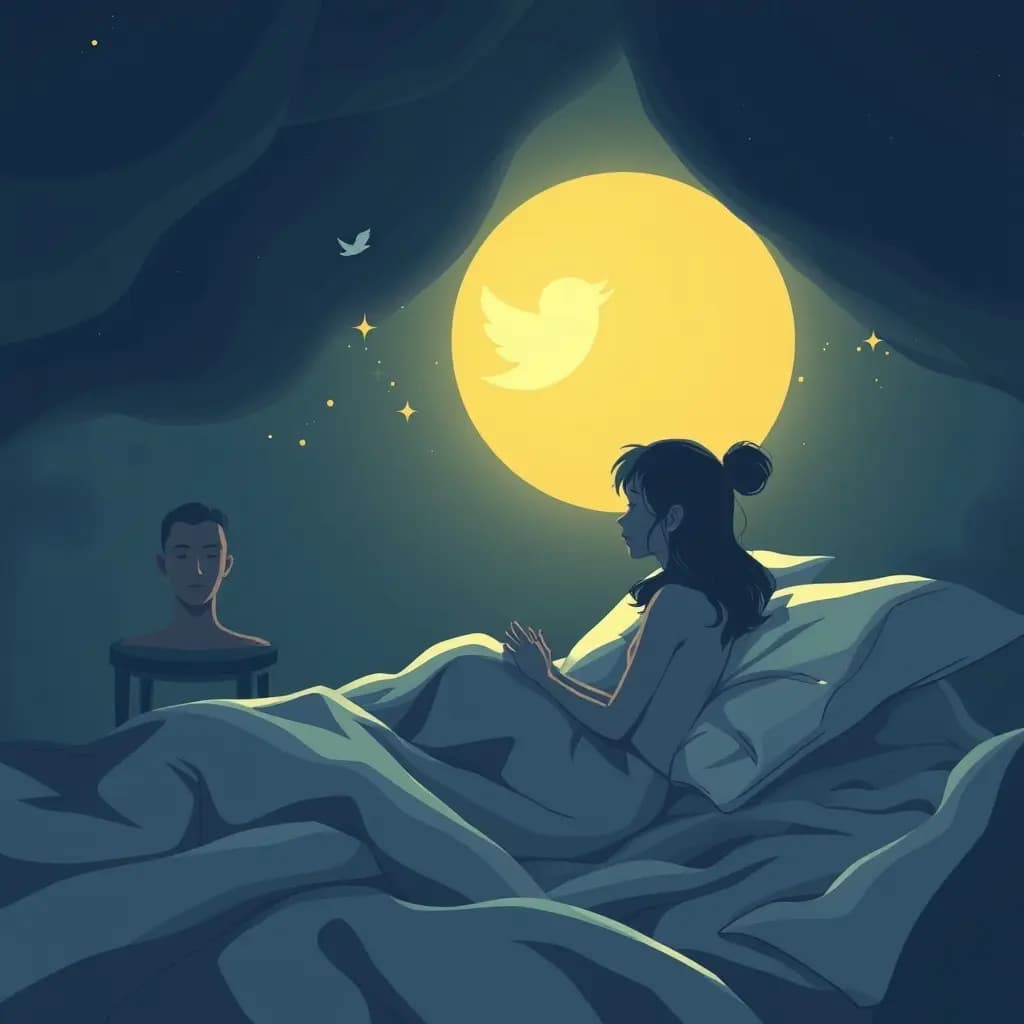 Dream illustration: Old tweet follows you