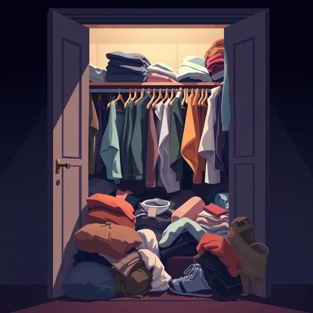 Dream illustration: Overflowing closet of clothes