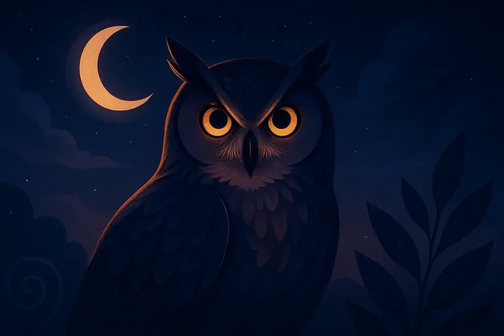 Dream illustration: Owl watching you at night