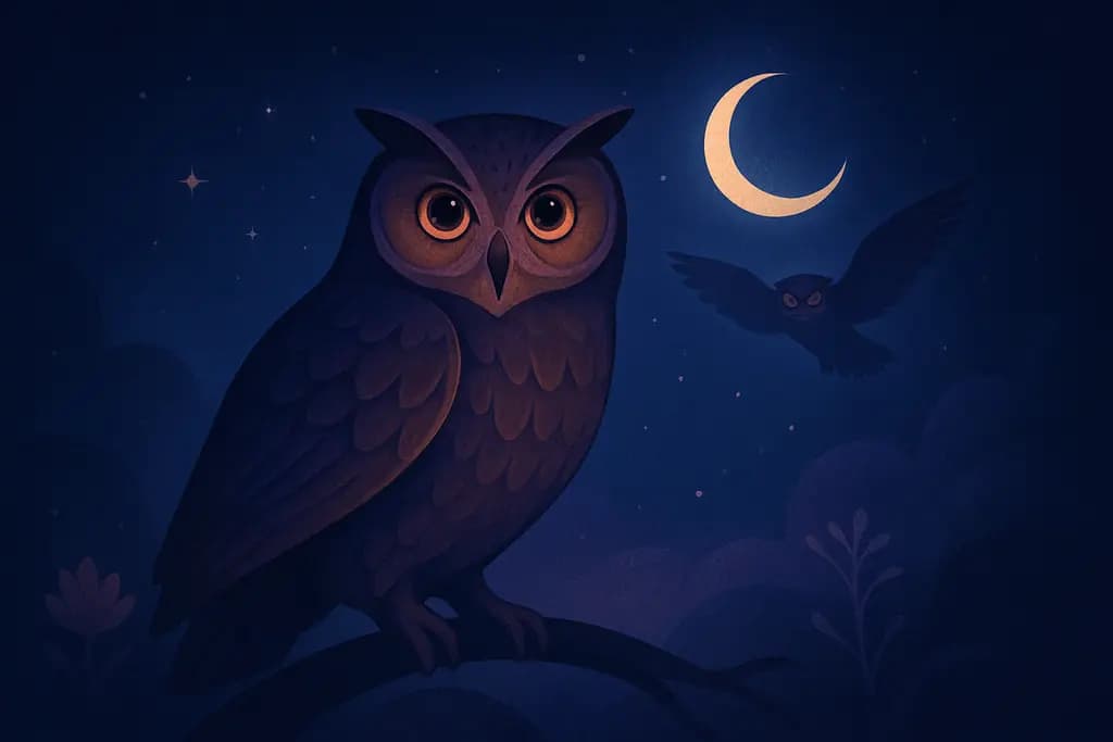 Dream illustration: Owls at night