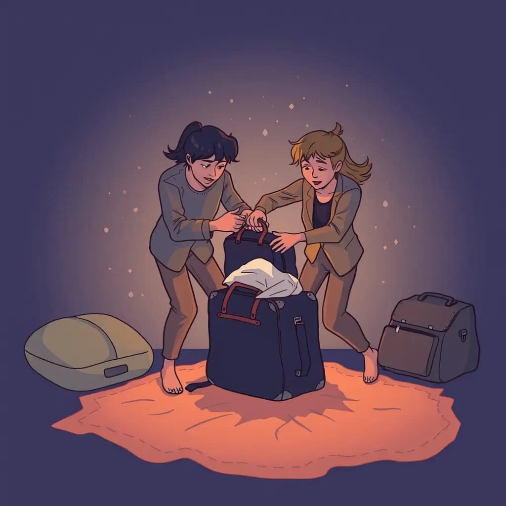 Dream illustration: Packing and unpacking a bag frantically