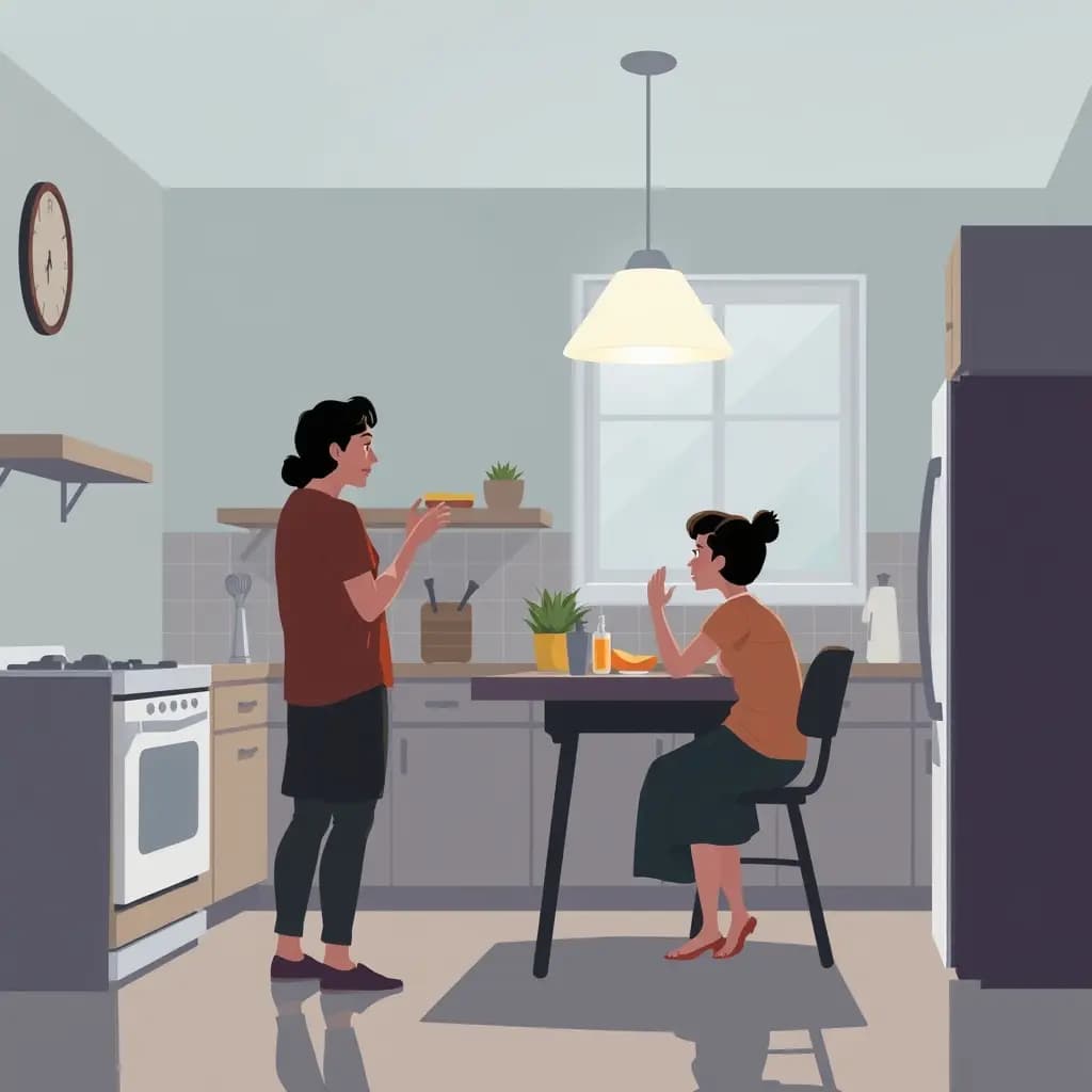 Dream illustration: Parents argue in kitchen