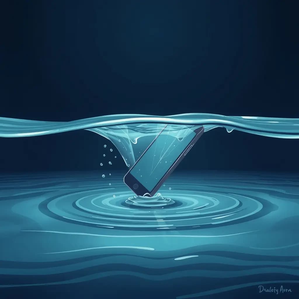 Dream illustration: Phone falls into water
