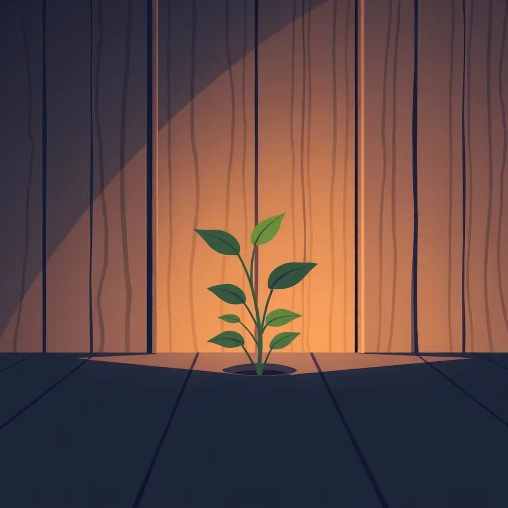 Dream illustration: Plant growing through floorboards