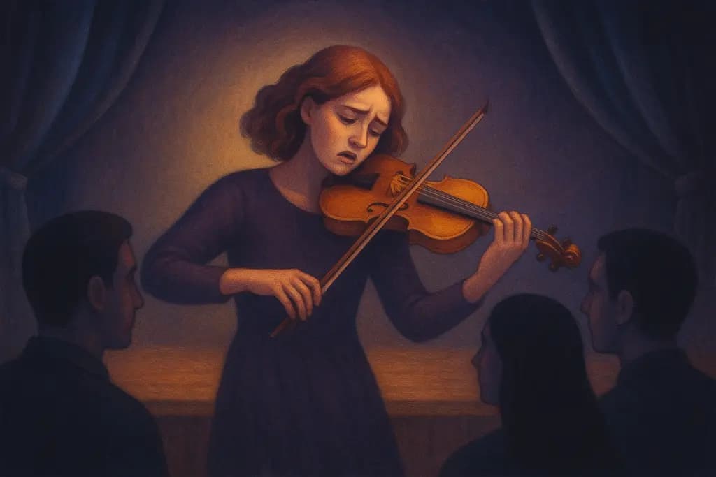 Dream illustration: Playing a musical instrument badly in public