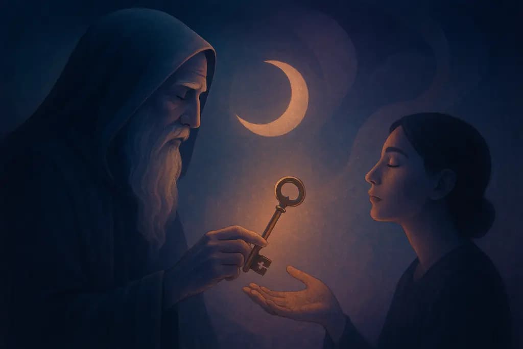 Dream illustration: Receiving a symbolic key from an elder