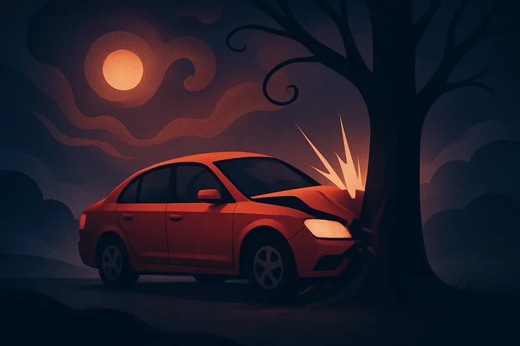 Dream illustration: red car crash dream meaning