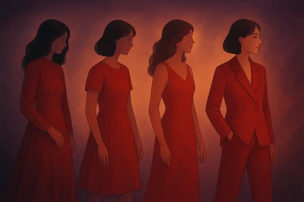 Dream illustration: red clothes that keep changing style