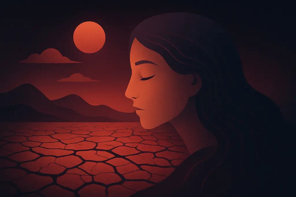 Dream illustration: red dry cracked earth in dream