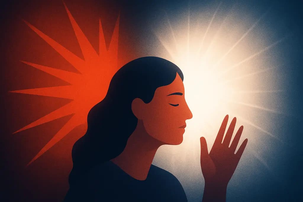 Dream illustration: red flash then sudden blinding white light dream