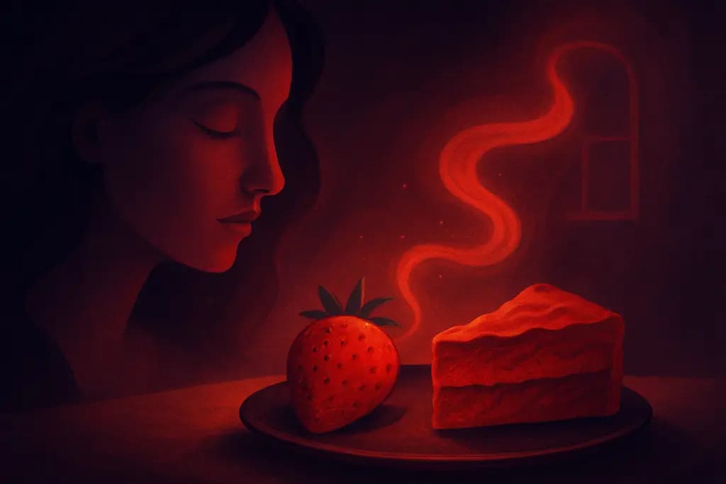 Dream illustration: red food that tastes like vivid memories