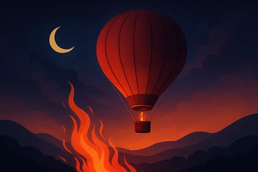 Dream illustration: red hot air balloon ride