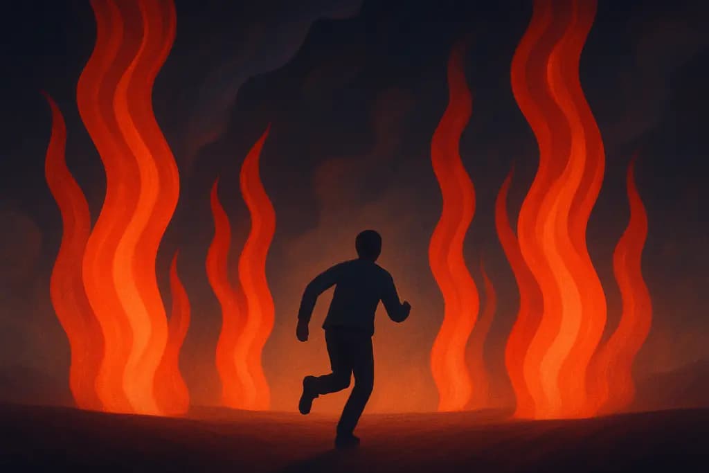 Dream illustration: red pillars of fire chasing me in my dream