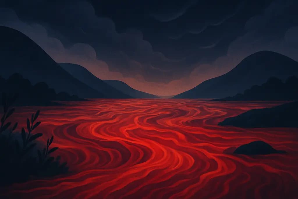Dream illustration: red rapid floodwaters