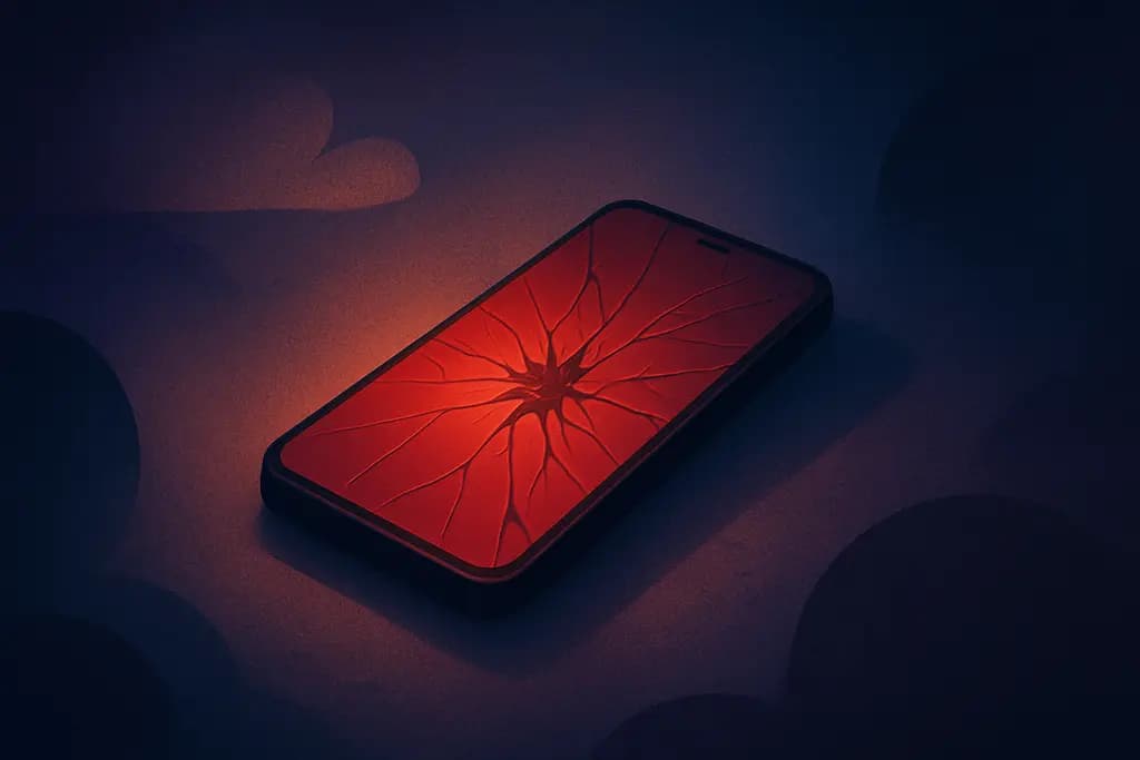 Dream illustration: red shattered smartphone screen