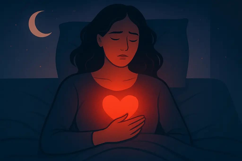 Dream illustration: red unseen pressure on my chest in bed