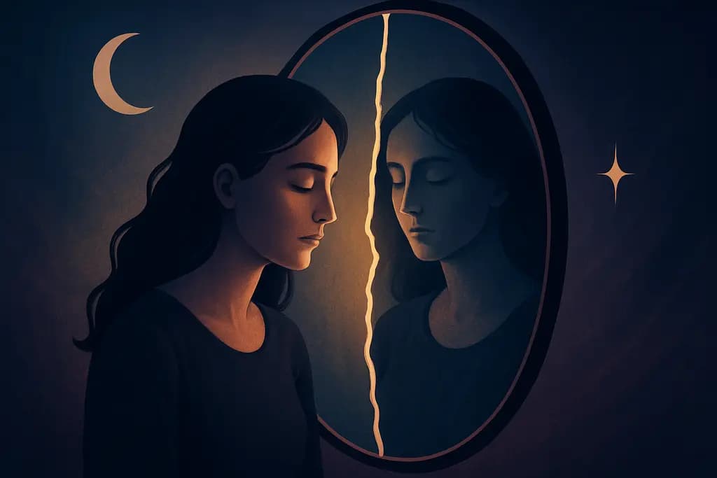 Dream illustration: Reflection splitting in a mirror