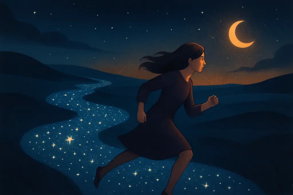 Dream illustration: river made of stars chasing me
