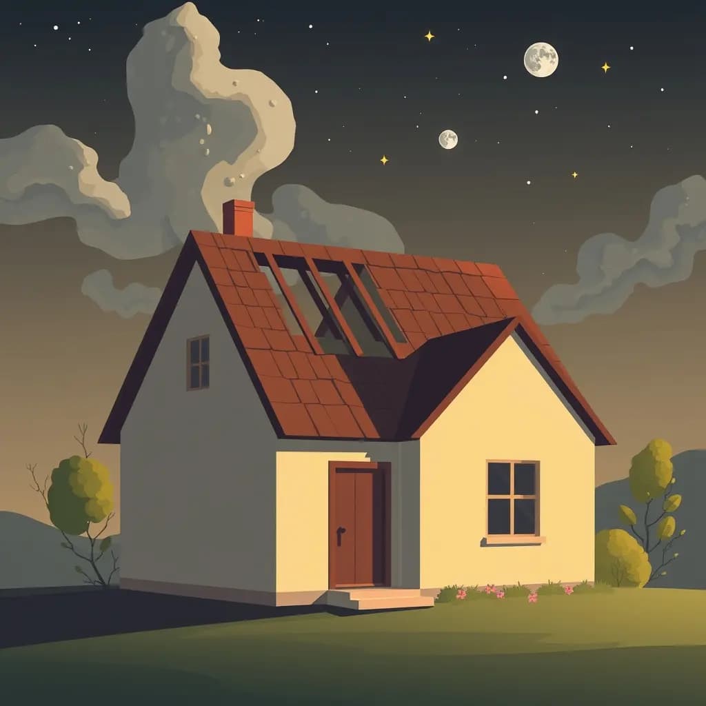 Dream illustration: Roof missing from house