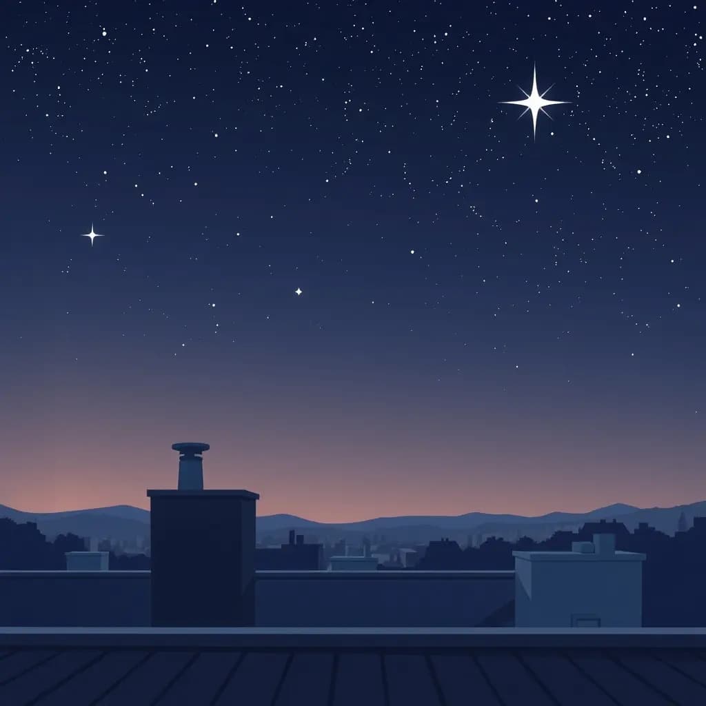 Dream illustration: Rooftop under a starry sky