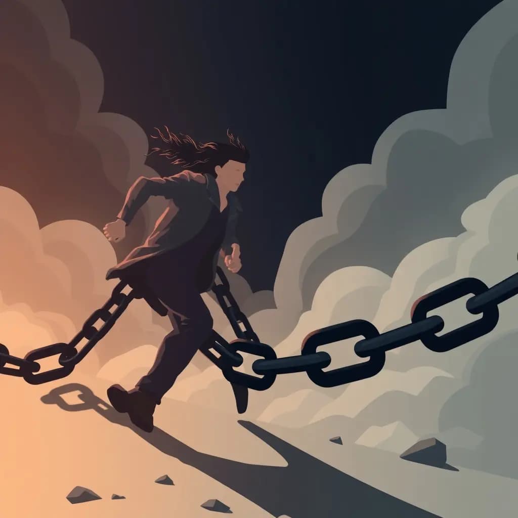Dream illustration: Running with heavy chains