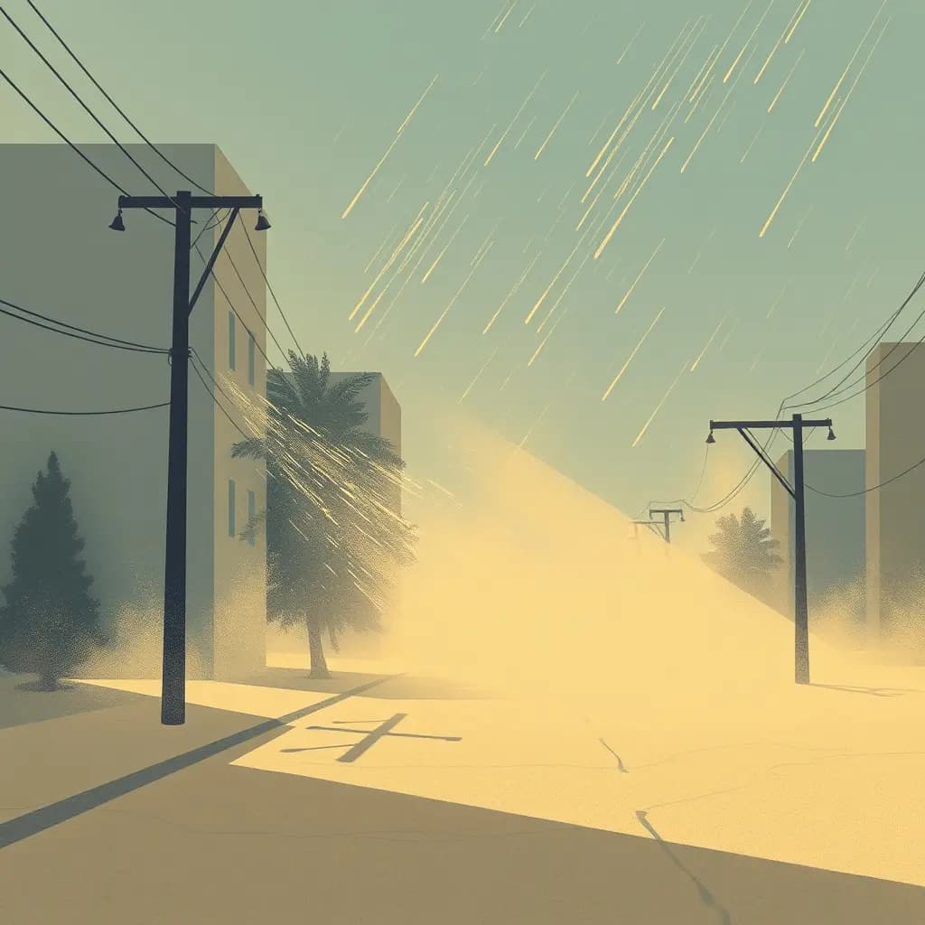 Dream illustration: Sandstorm blinds the street