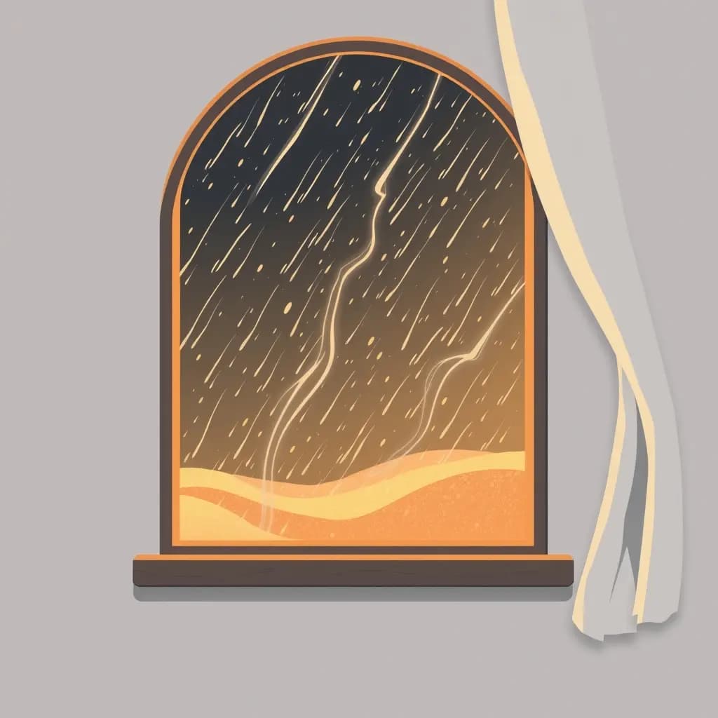 Dream illustration: Sandstorm outside window