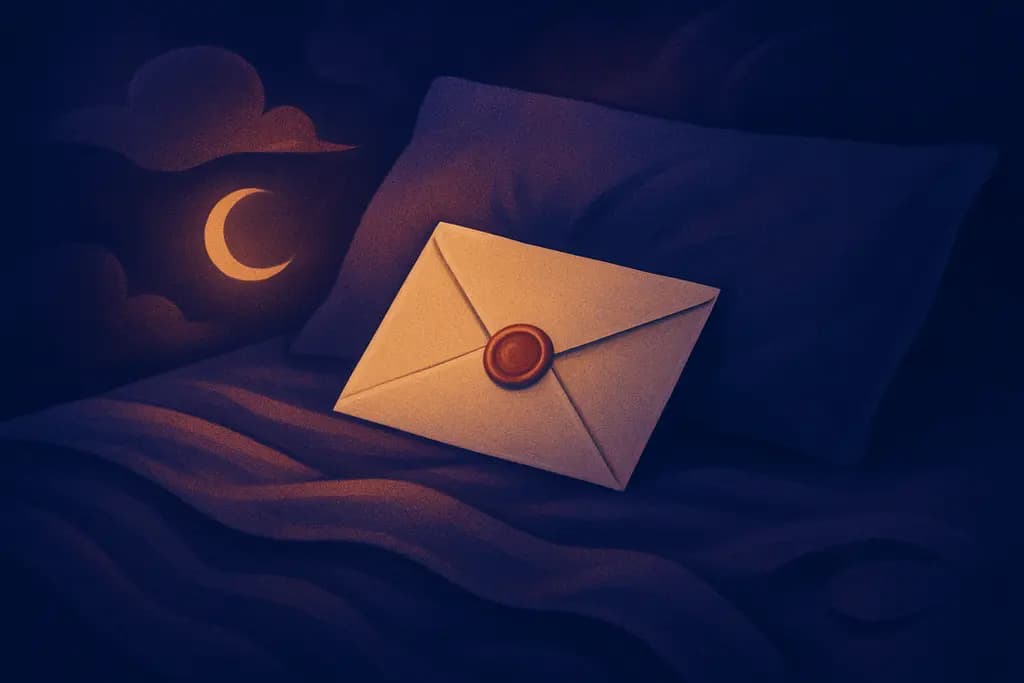 Dream illustration: sealed envelope in bed dream