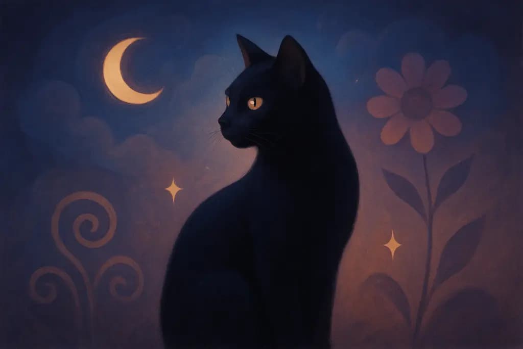 Dream illustration: Seeing a black cat