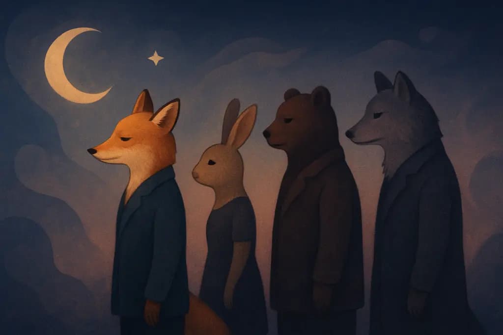 Dream illustration: Seeing animals queuing like humans