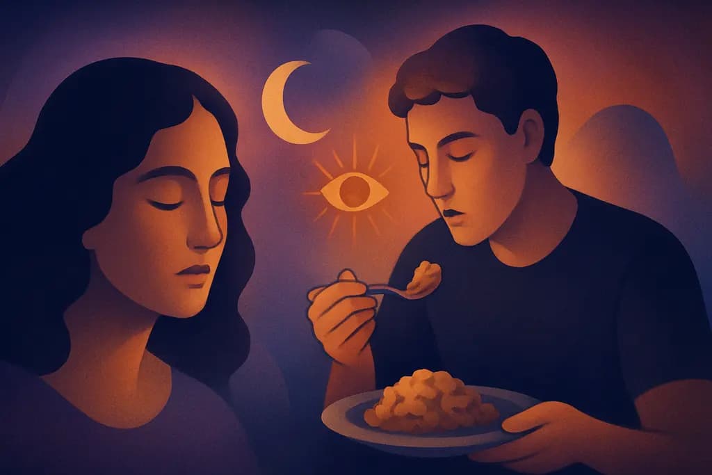 Dream illustration: seeing someone eating unknown food in my dream