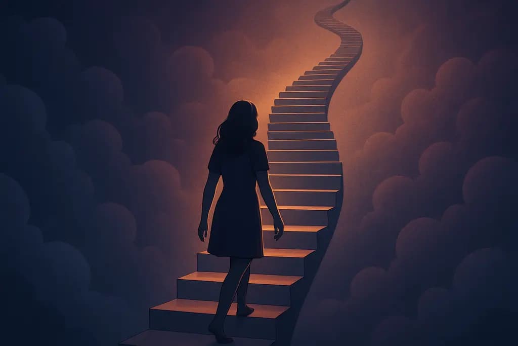 Dream illustration: seeing staircase stretches as you climb