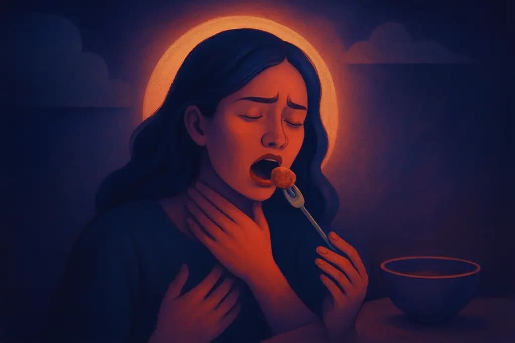 Dream illustration: seeing yourself choking on food in a dream
