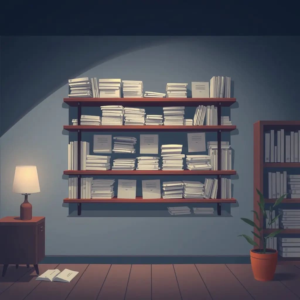 Dream illustration: Shelves filled with letters