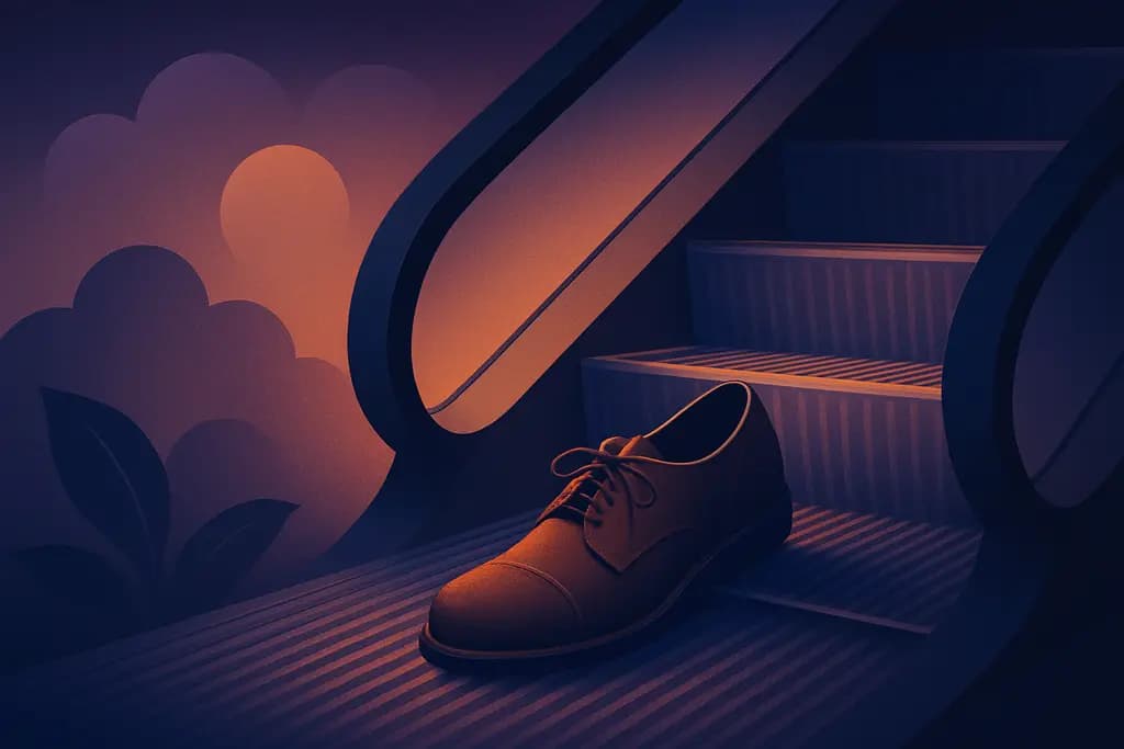 Dream illustration: Shoe Stuck in an Escalator