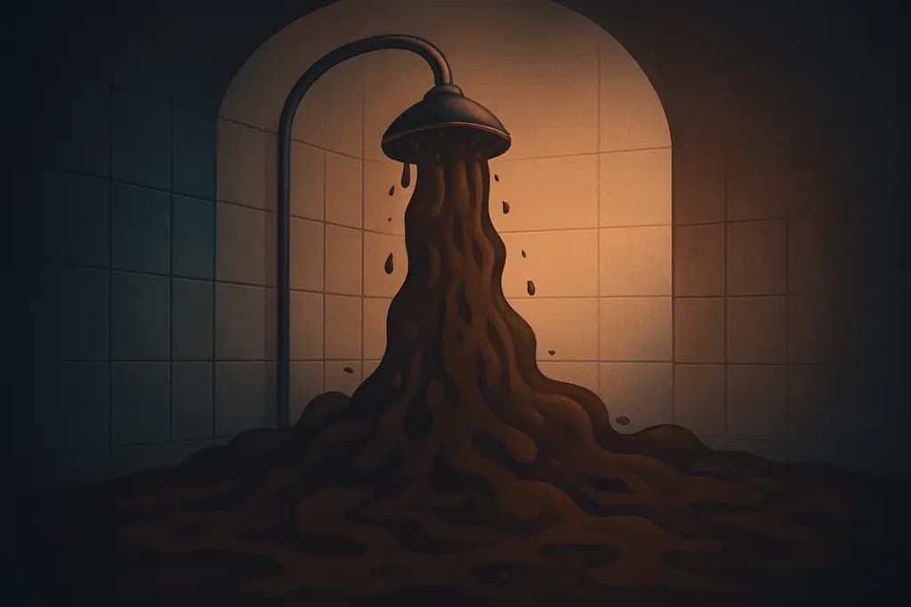 Dream illustration: Shower filled with mud