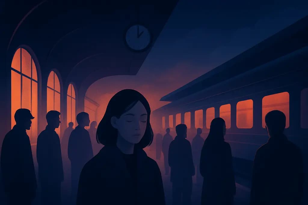 Dream illustration: Silent Train Station Full of Passengers