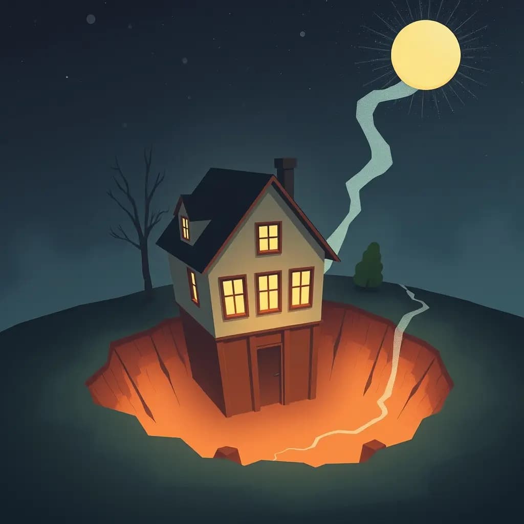 Dream illustration: Sinkhole swallows house