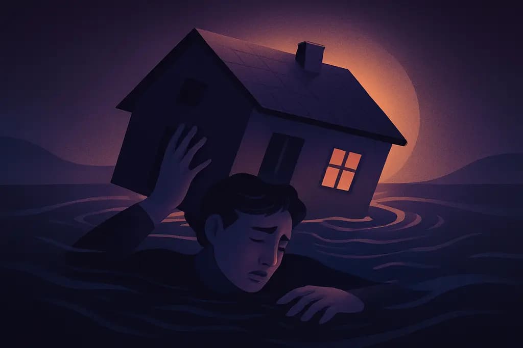 Dream illustration: sinking house collapsing on me